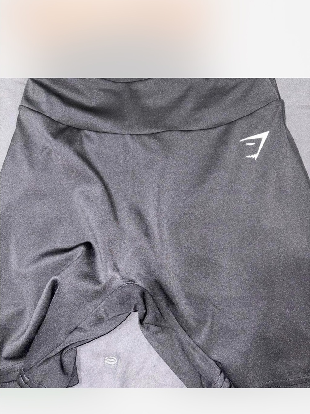 Gymshark Black High-Rise Bike Shorts with White Logo - Picture 2 of 3